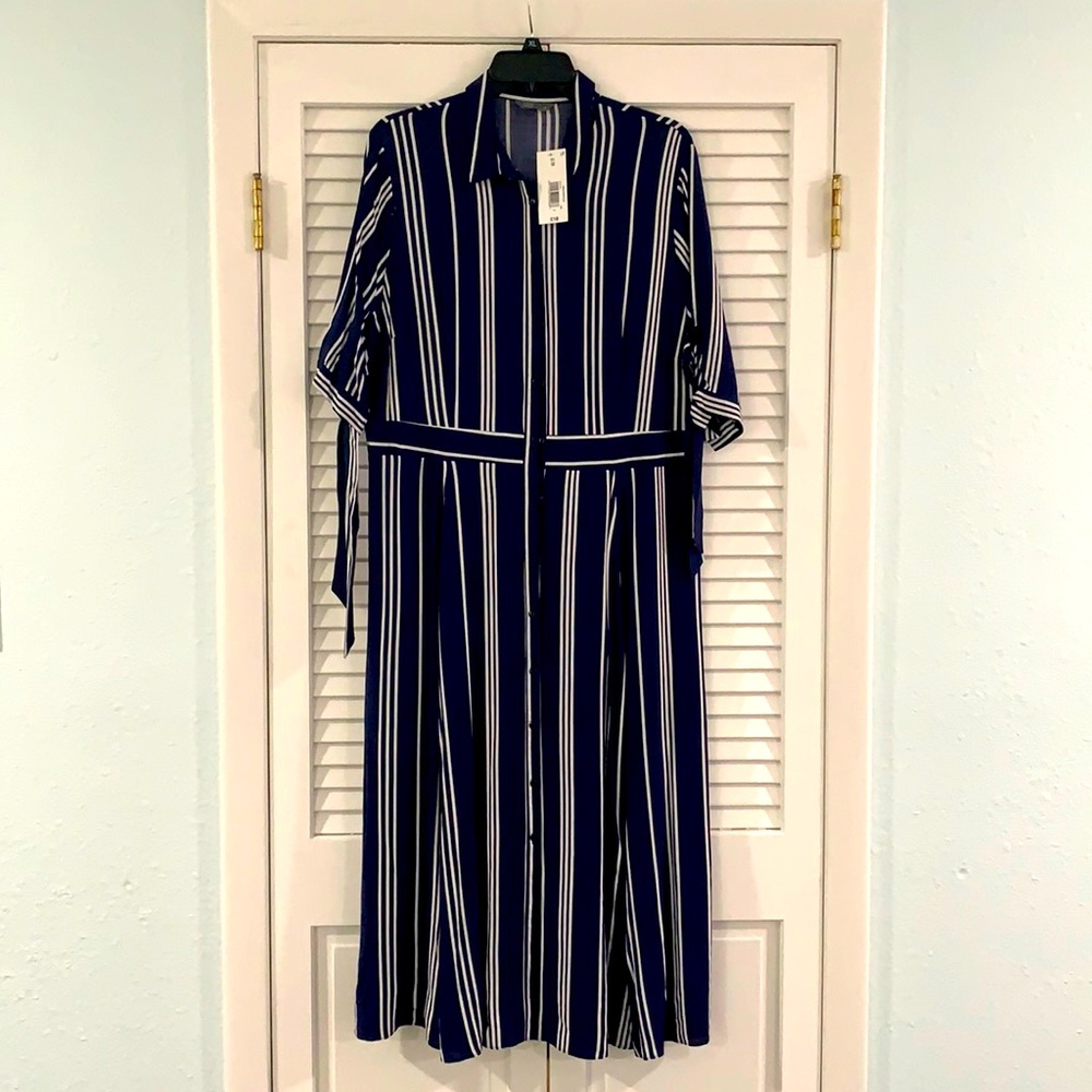 Papaya size US 14 blue and white striped dress